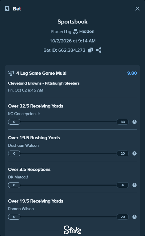Bet slip: , $100,000.00 stake at 2.45 odds, placed by Hidden