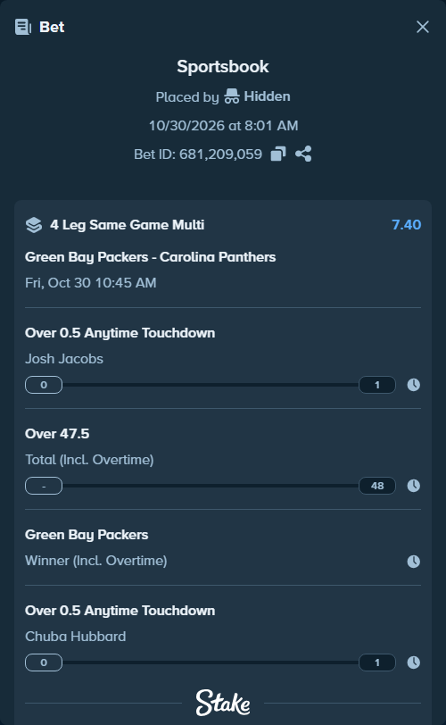 Bet slip: , $10,010.00 stake at 1.85 odds, placed by Bigfoltz