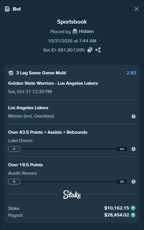 Bet slip: , $10,172.31 stake at 0.93 odds, placed by Bigfoltz