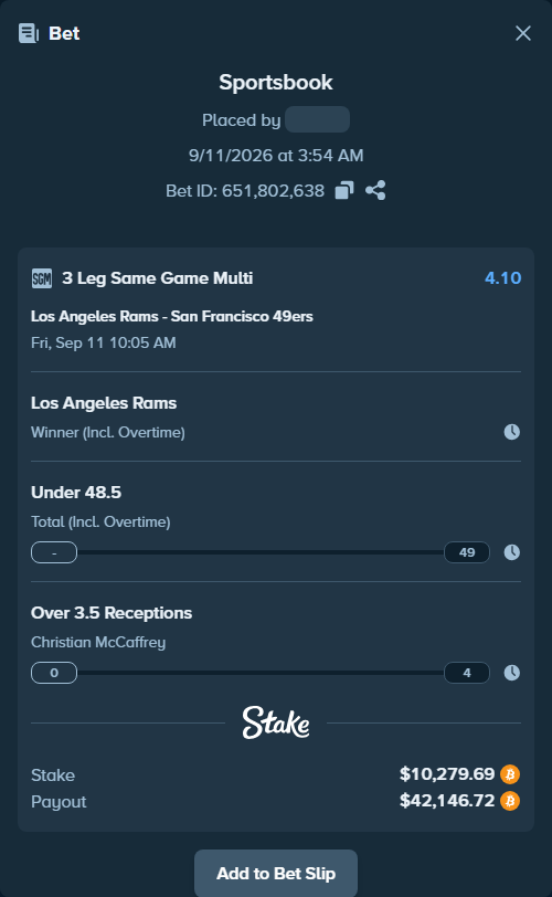 Bet slip: , $10,323.31 stake at 1.37 odds, placed by Bigfoltz