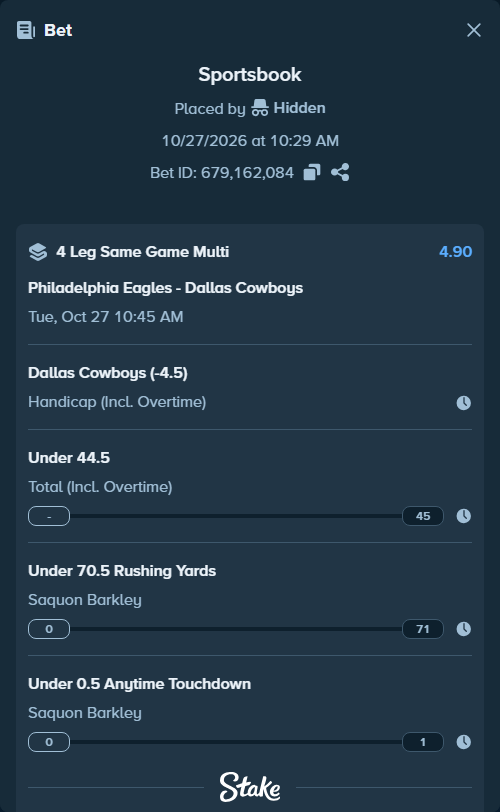 Bet slip: , $13,672.66 stake at 1.23 odds, placed by Hidden