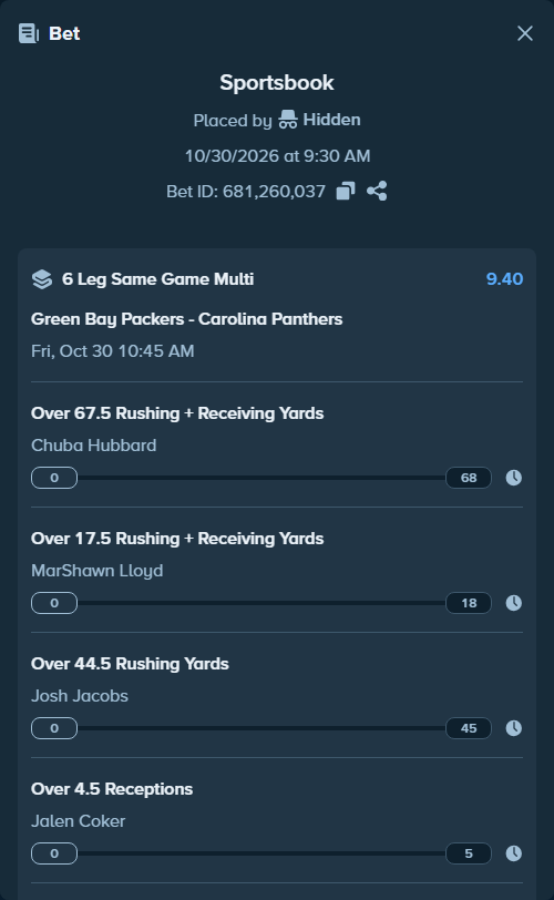 Bet slip: , $16,470.55 stake at 1.57 odds, placed by Hidden