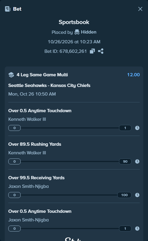 Bet slip: , $17,836.95 stake, placed by Hidden