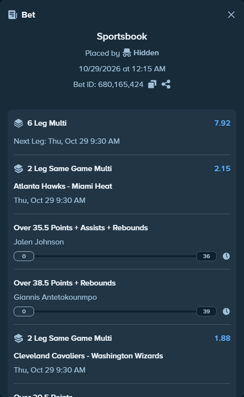 Bet slip: , $18,503.38 stake at 1.07 odds, placed by Hidden
