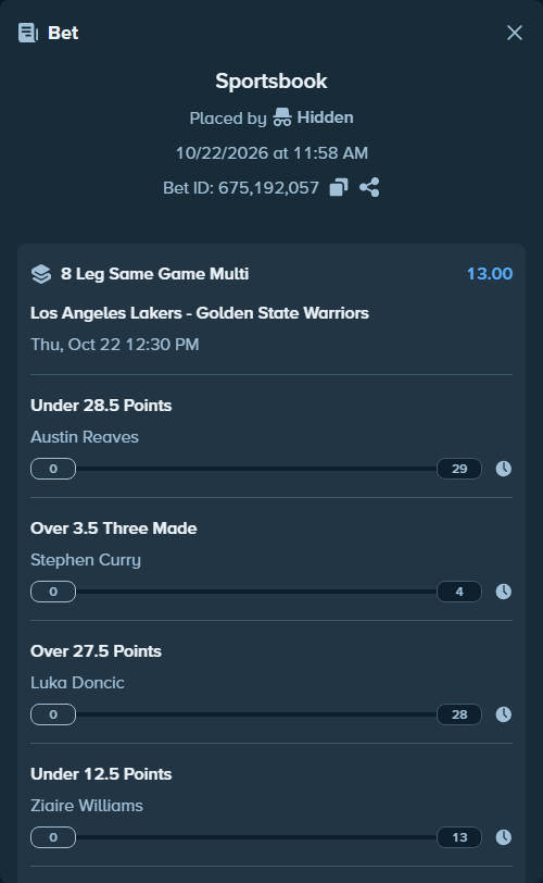 Bet slip: , $18,515.31 stake at 1.63 odds, placed by FencerGG