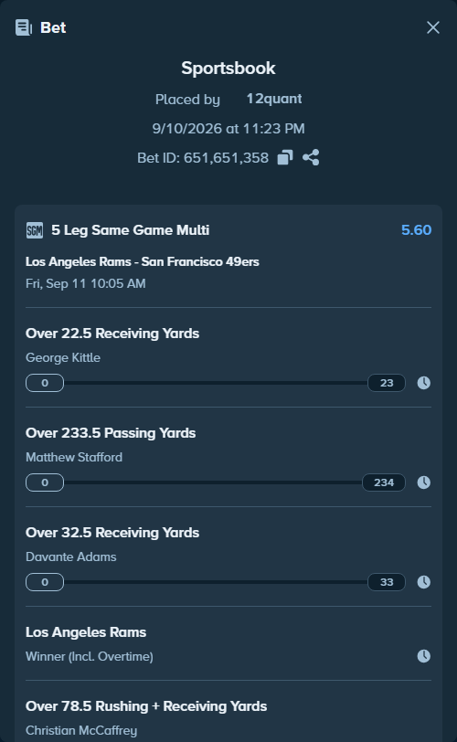 Bet slip: , $20,000.00 stake at 1.12 odds, placed by 12quant