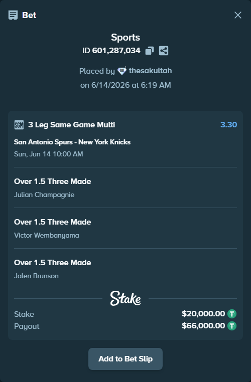 Bet slip: , $20,020.00 stake at 1.10 odds, placed by thesakultah