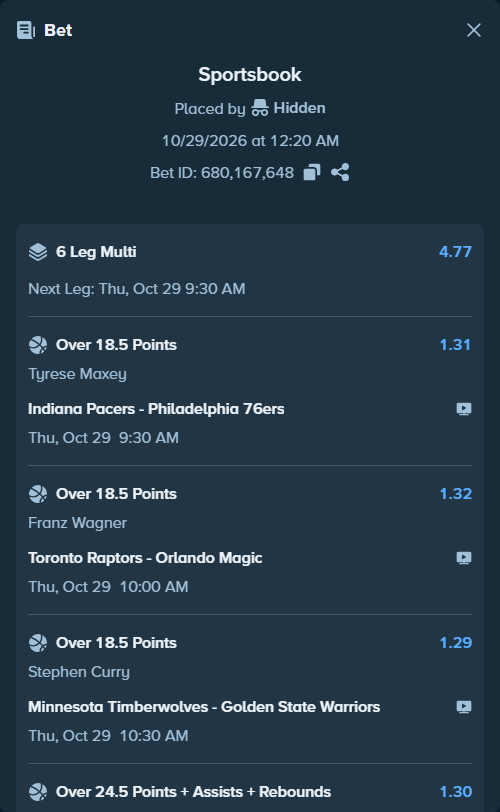 Bet slip: , $20,020.00 stake at 1.28 odds, placed by Hidden
