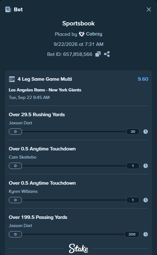 Bet slip: , $25,000.00 stake at 2.40 odds, placed by Cabrzy