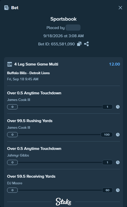 Bet slip: , $40,000.00 stake at 3.00 odds, placed by Cabrzy