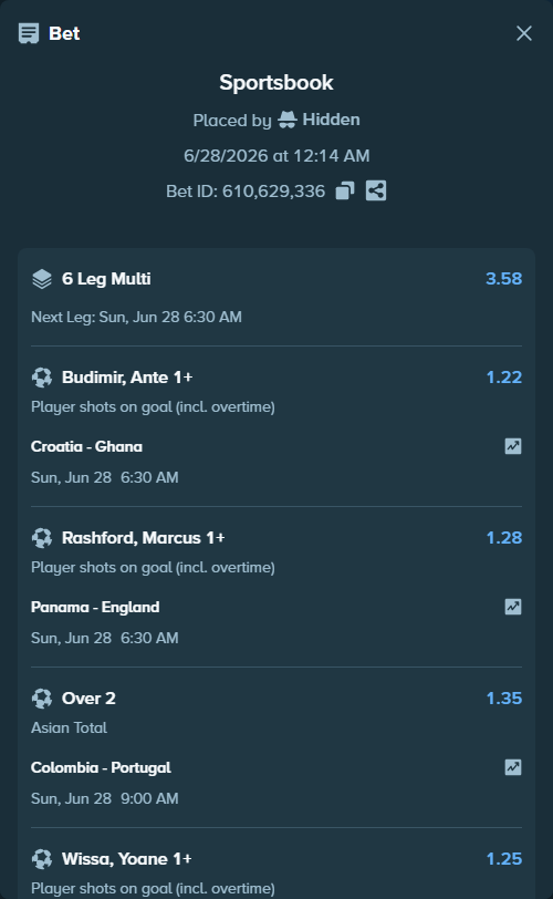 Bet slip: Algeria - Austria, $10,000.00 stake at 1.16 odds, placed by Hidden