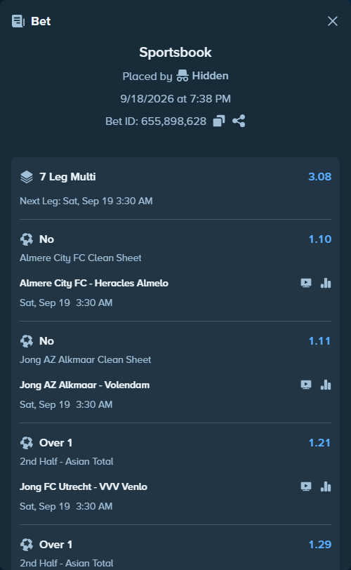 Bet slip: AS Monaco - Lens, $10,000.00 stake at 1.15 odds, placed by Hidden