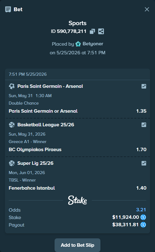 Bet slip: Basketball League 25/26, $11,924.00 stake at 1.70 odds, placed by Betyoner
