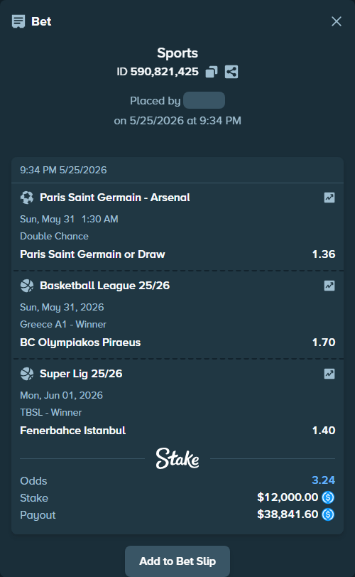Bet slip: Basketball League 25/26, $12,000.00 stake at 1.70 odds, placed by Betyoner