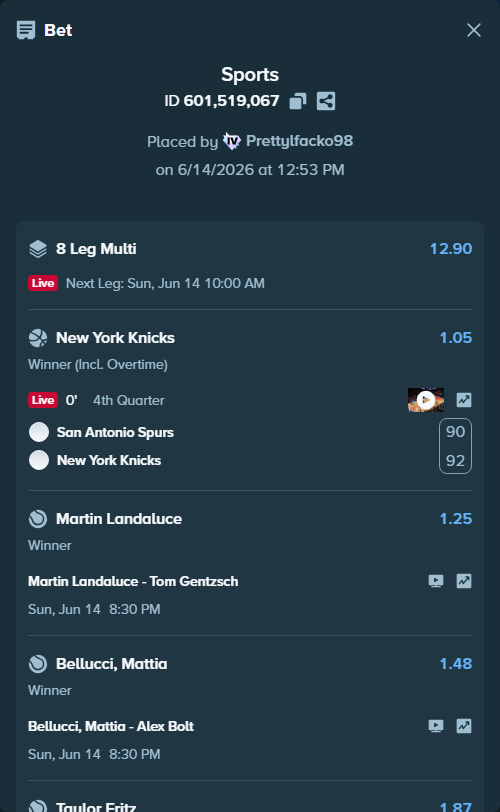 Bet slip: Bayern Munich - Alba Berlin, $37,023.38 stake at 1.23 odds, placed by Prettylfacko98