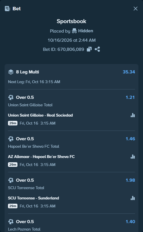 Bet slip: Benfica - Celtic, $27,307.75 stake at 1.64 odds, placed by Hidden
