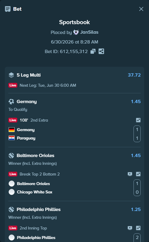 Bet slip: Boston Red Sox - Washington Nationals, $21,214.51 stake at 1.56 odds, placed by JanSilas
