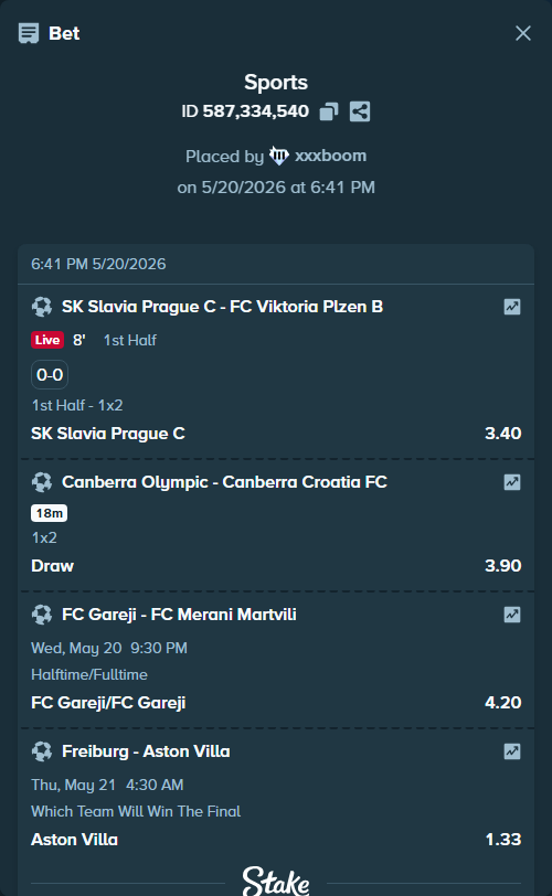 Bet slip: Canberra Olympic - Canberra Croatia FC, $28,263.57 stake at 3.90 odds, placed by xxxboom