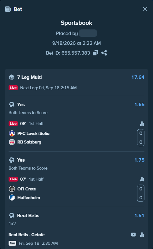 Bet slip: Celtic - Ferencvarosi Budapest, $14,800.00 stake at 1.55 odds, placed by Gheer28