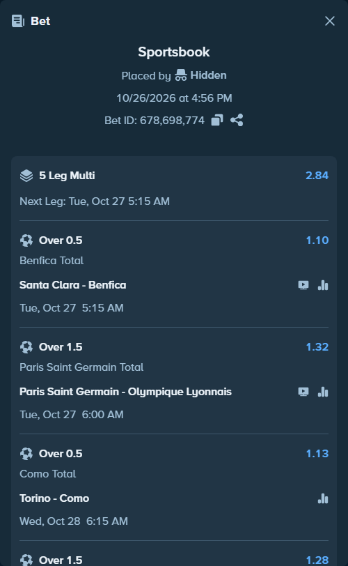 Bet slip: Chicago Fire - Orlando City, $24,865.41 stake at 1.35 odds, placed by Hidden