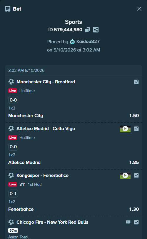 Bet slip: Club Brugge - St Truidense, $11,794.00 stake at 1.37 odds, placed by Kaidou827