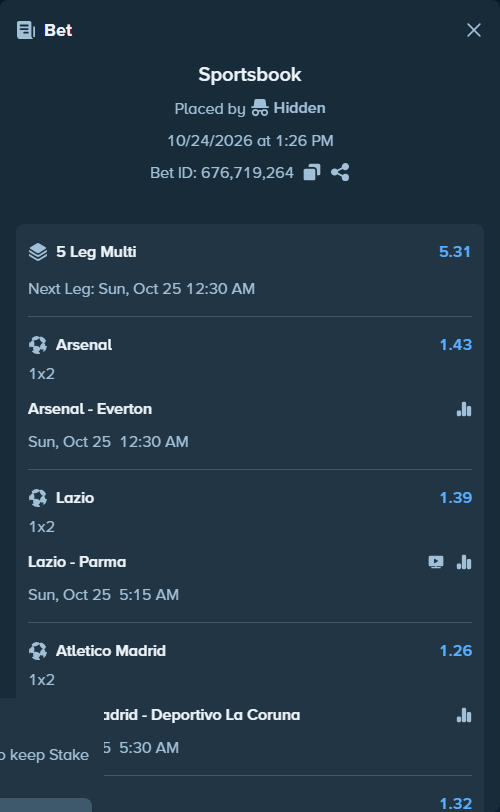 Bet slip: Inter - Fiorentina, $10,000.00 stake at 1.32 odds, placed by Agus1033
