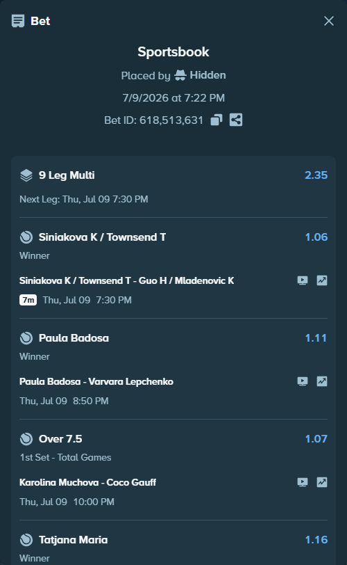 Bet slip: Jung, Jason - Alex Michelsen, $125,125.00 stake at 1.04 odds, placed by Hidden