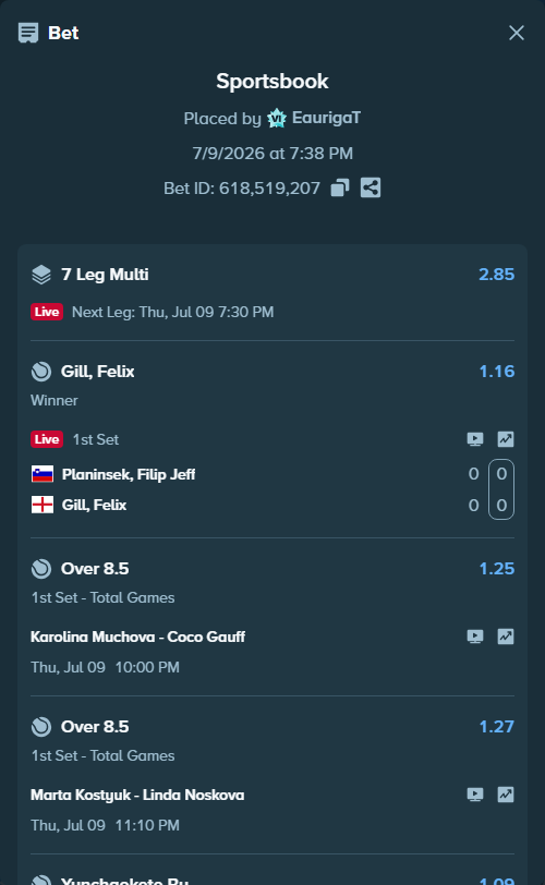 Bet slip: Jung, Jason - Alex Michelsen, $64,040.82 stake at 1.04 odds, placed by EaurigaT