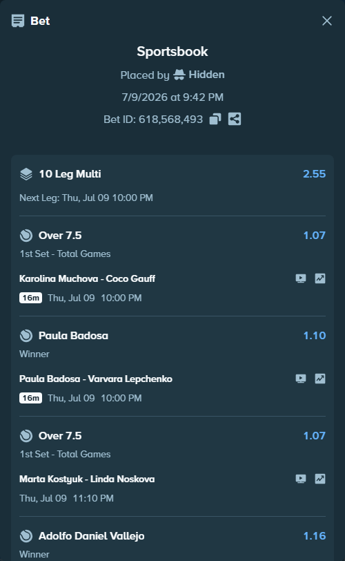 Bet slip: Jung, Jason - Alex Michelsen, $67,790.41 stake at 1.04 odds, placed by Hidden