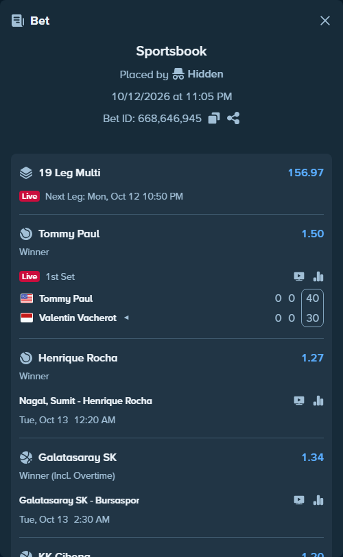 Bet slip: KK Crvena zvezda Belgrade - Paris Basketball, $17,398.22 stake at 1.28 odds, placed by Prettylfacko98