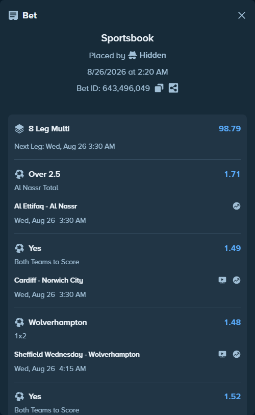 Bet slip: LASK Linz - Celtic, $10,000.00 stake at 3.35 odds, placed by Hidden