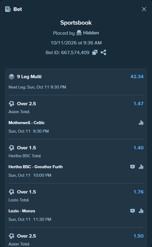 Bet slip: LASK Linz - Rapid Wien, $44,659.00 stake at 1.45 odds, placed by Hidden