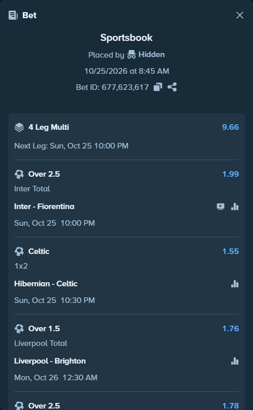 Bet slip: Liverpool - Brighton, $11,390.73 stake at 1.76 odds, placed by Kleaklea2429