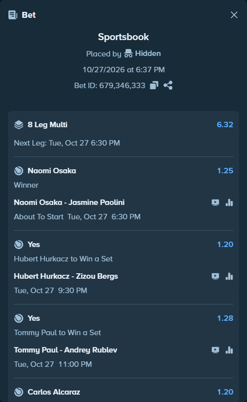 Bet slip: Los Angeles Lakers - Portland Trail Blazers, $10,346.31 stake at 1.67 odds, placed by Hidden