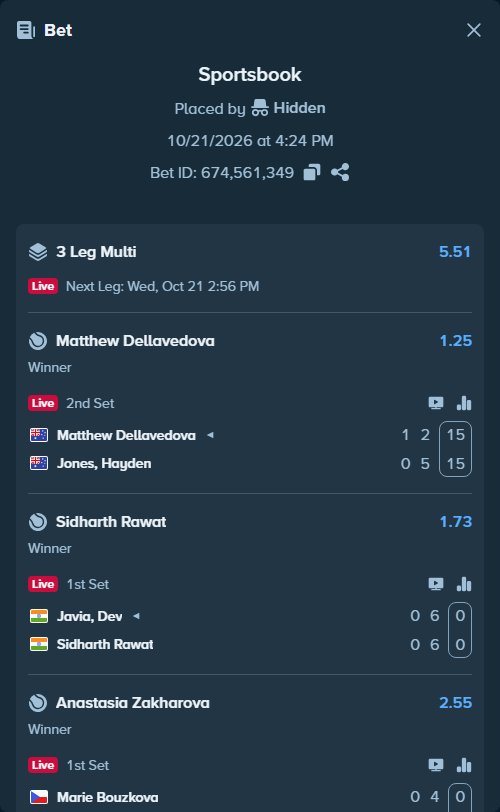 Bet slip: Matthew Dellavedova - Jones, Hayden, $16,199.00 stake at 1.25 odds, placed by Hidden