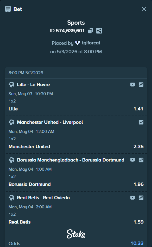 Bet slip: Real Betis - Real Oviedo, $40,016.63 stake at 1.59 odds, placed by tqiforcat