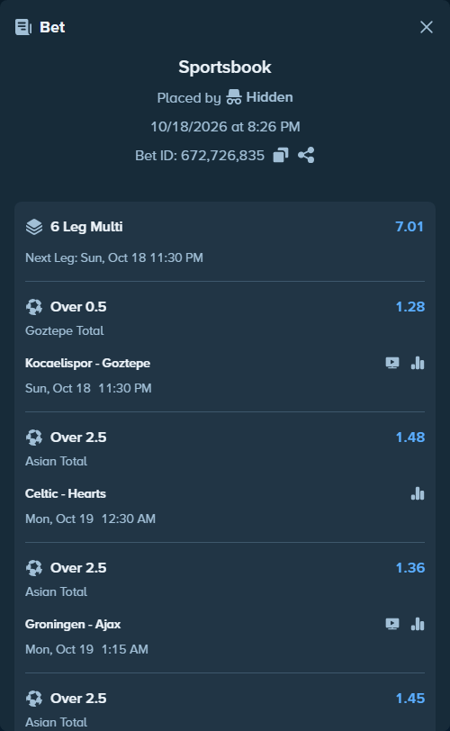 Bet slip: Real Madrid - Sevilla, $424,225.33 stake at 1.40 odds, placed by Hidden