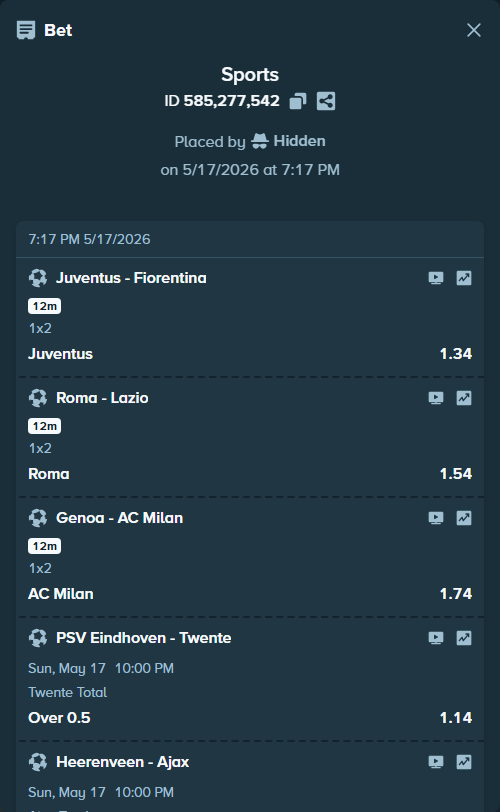 Bet slip: Real Oviedo - Deportivo Alaves, $10,000.00 stake at 2.04 odds, placed by Hidden