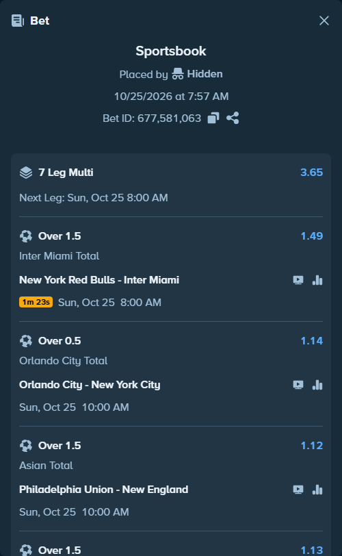 Bet slip: Real Salt Lake - St Louis City, $19,989.00 stake at 1.15 odds, placed by SH7N28