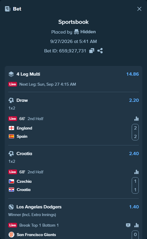 Bet slip: San Diego Padres - Arizona Diamondbacks, $36,785.18 stake at 2.01 odds, placed by Hidden