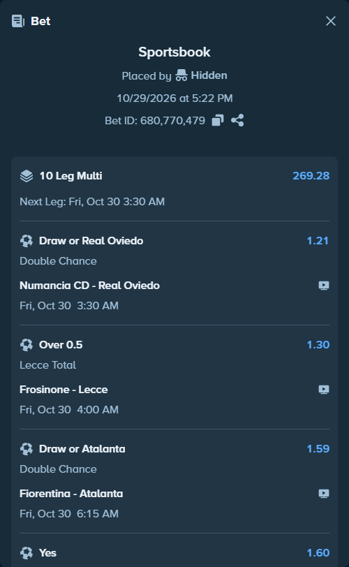 Bet slip: San Jose Sharks - Vancouver Canucks, $19,567.63 stake at 1.38 odds, placed by Hidden