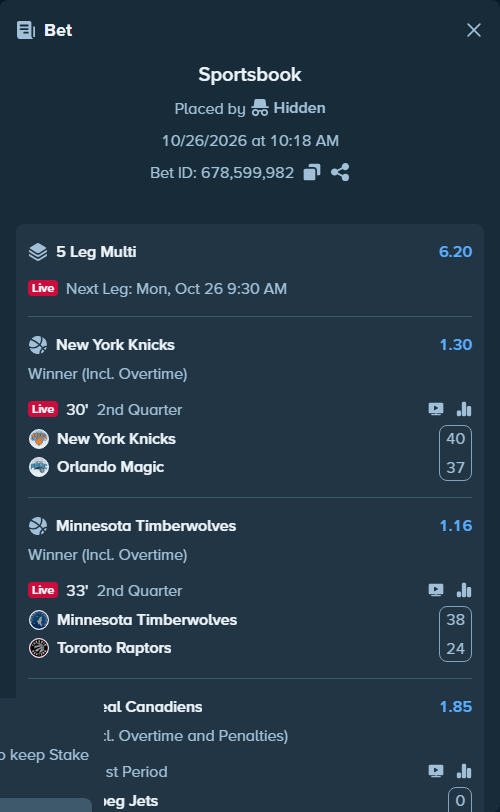 Bet slip: Seattle Seahawks - Kansas City Chiefs, $11,001.78 stake at 1.71 odds, placed by Hidden