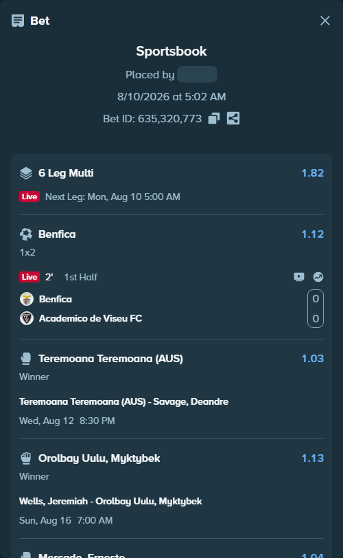 Bet slip: Shields, Claressa - Scott, Kaye, $10,000.00 stake at 1.04 odds, placed by Jupavelli
