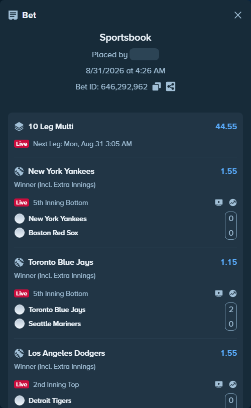 Bet slip: Tomas Martin Etcheverry - Vit Kopriva, $19,493.40 stake at 1.51 odds, placed by JanSilas