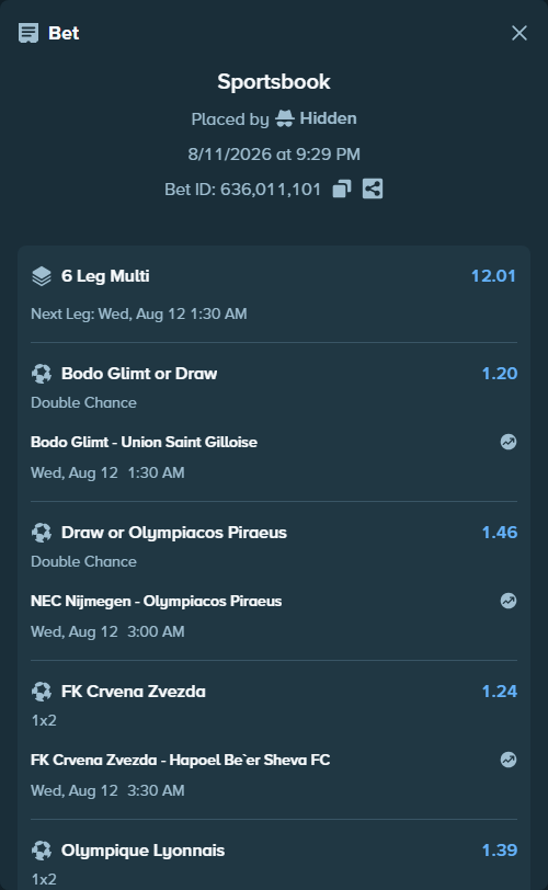 Bet slip: Toronto Blue Jays - Boston Red Sox, $50,000.00 stake at 2.26 odds, placed by Hidden