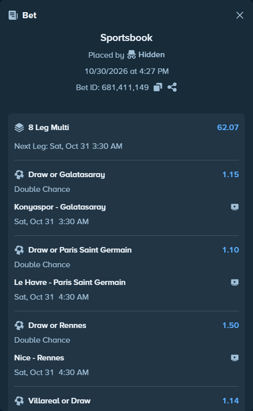 Bet slip: Washington Commanders - Philadelphia Eagles, $25,850.00 stake at 3.05 odds, placed by Hidden