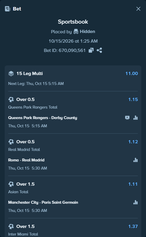Bet slip: Wrexham - Preston, $10,012.99 stake at 1.14 odds, placed by Hidden